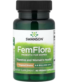 Swanson FemFlora Пробіотики для Жінок 9,8 млрд КУО 60 веганських капсул