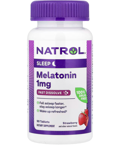Natrol Мелатонін 1 мг Швидкорозчинний зі смаком полуниці 90 таблеток