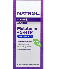 Natrol Мелатонін та 5-гідрокситриптофан 5-HTP З повільним вивільненням 60 двошарових таблеток