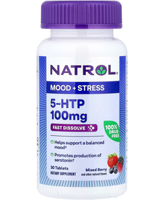Natrol 5-гідрокситриптофан 5-HTP 100 мг Швидкорозчинний зі смаком міксу ягід 30 таблеток