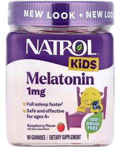 Natrol Kids Мелатонін 1 мг для дітей від 4 років Жувальна добавка зі смаком малини 90 мармеладок