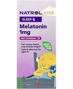 Natrol Kids Мелатонін 1 мг для дітей від 4 років Швидкорозчинний зі смаком полуниці 30 таблеток