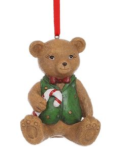 Ялинкова іграшка Ведмедик Тедді з льодяником 9 см