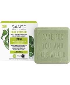 Sante Naturkosmetik Біо Засіб твердий для вмивання очищуючий з контролем пор, BHA, ефектом ніацинаміду та органічним зеленим чаєм Pore Control 60 г