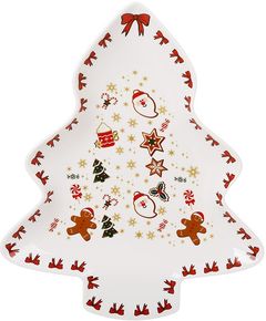 Блюдо для подачі новорічне порцелянове Candyland біле у формі ялинки 29 см