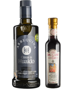 Набір Оливкова олія Casas de Hualdo Арбекіна 500 мл + Бальзамічний оцет Leonardi з Модени IGP 1 Медаль Витримка 2 роки 250 мл