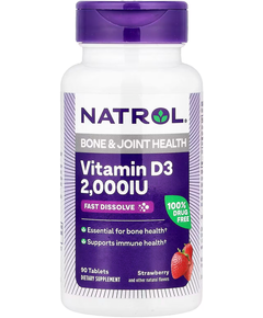 Natrol Вітамін D3 2000 МО Швидкорозчинний зі смаком полуниці 90 таблеток