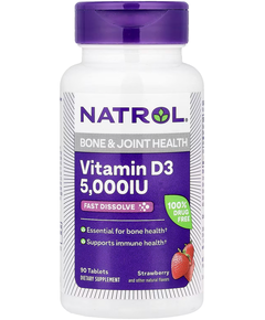 Natrol Вітамін D3 5000 МО Швидкорозчинний зі смаком полуниці 90 таблеток