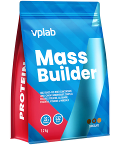 VPlab Mass Builder Гейнер Суміш для набору та підтримки м'язової маси зі смаком Шоколад 1200 г