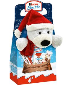 Kinder Maxi Mix Новорічний набір солодощів з м'якою іграшкою Білий Ведмедик Енно 133 г