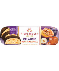 Батончик марципановий в чорному шоколаді Слива-Горіхи-Карамель Niederegger 125 г