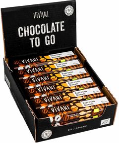 Батончик шоколадний молочний Еспрессо-Біскотті органічний Vivani упаковка 18шт*35 г