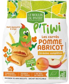 Печиво дитяче з начинкою Яблуко-Абрикос органічне Le Moulin du Pivert 120 г