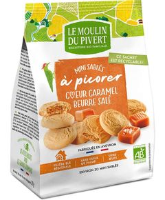 Печиво-міні пісочне з начинкою Солона Карамель органічне Le Moulin du Pivert 170 г