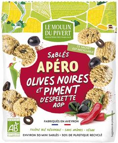 Печиво пісочне з чорними оливками та перцем Еспелет Le Moulin du Pivert 100 г