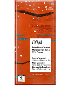 Шоколад темний з карамеллю та сіллю Фльор-де-Сель 62% Какао з Санта-Домінго веганський органічний Vivani 80 г