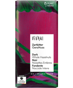 Шоколад чорний з цілим фундуком 55% Какао з Санта-Домінго органічний Vivani 100 г