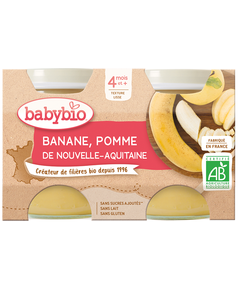 Baby Bio Пюре фруктове Яблуко-Банан від 4 місяців органічне 2шт*130 г