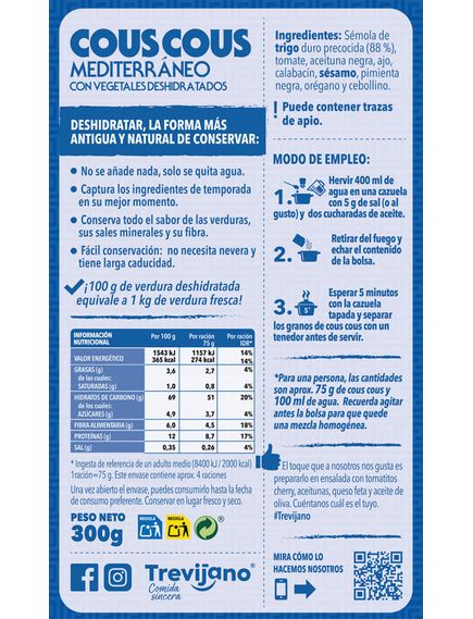 Кускус Середземноморський веганський Trevijano 300 г, зображення 3
