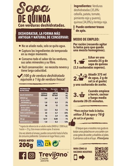 Суп з кіноа та червоною сочевицею веганський Trevijano 200 г, зображення 3