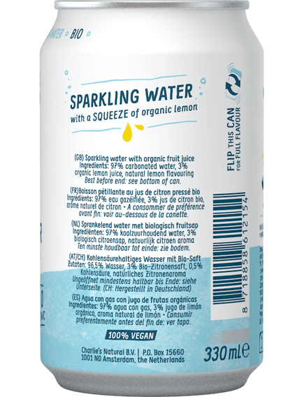 Charlie's Вода мінеральна газована з соком Лимону органічна 330 мл, зображення 3
