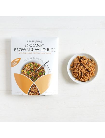 Суміш коричневого та дикого рису з соусом Тамарі 90 секунд приготування безглютенова органічна Clearspring 250 г, зображення 2