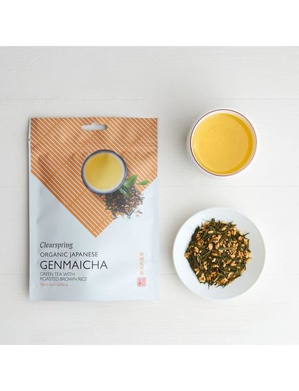 Чай зелений Генмайча з обсмаженим рисом органічний Clearspring 90 г, зображення 3