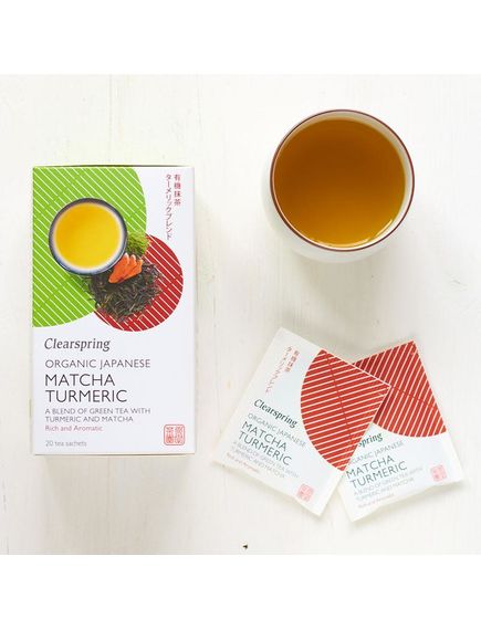 Чай зелений Сенча з Матча та Куркумою органічний Clearspring пакет 20шт*1,8 г, зображення 3