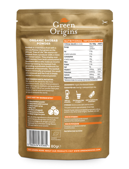 Green Origins Баобаб порошок органічний 80 г, зображення 2