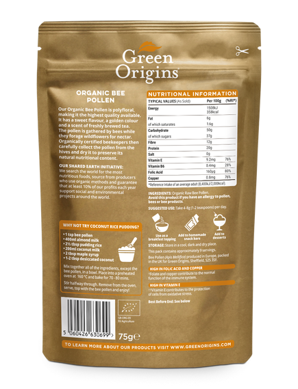 Green Origins Бджолиний пилок органічний 75 г, зображення 2