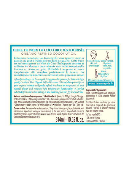 La Tourangelle Олія кокосова очищена органічна 314 мл, зображення 3