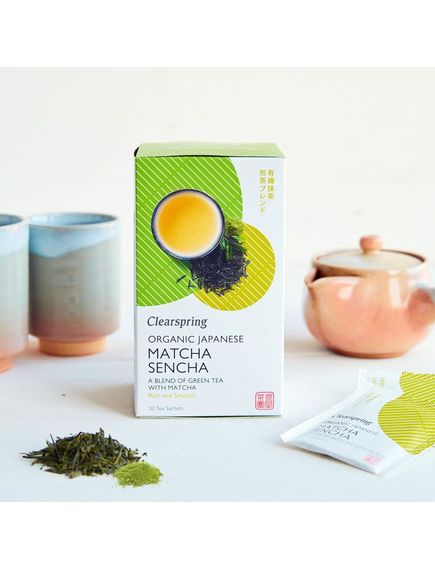 Чай зелений Сенча з Матча та Куркумою органічний Clearspring пакет 20шт*1,8 г, зображення 3
