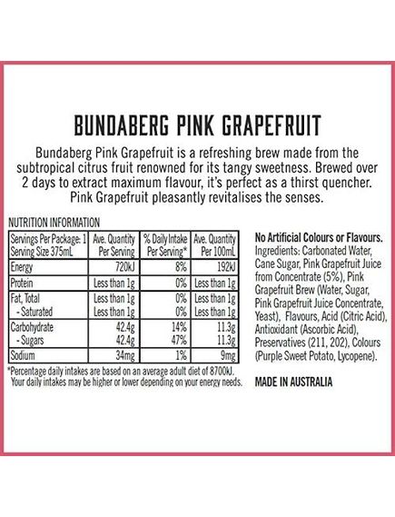 Bundaberg Напій Рожевий Грейпфрут крафтовий газований 375 мл, зображення 3