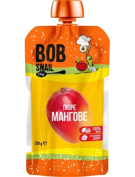 Bob Snail Пюре фруктове Манго упаковка10шт*250 г, зображення 2
