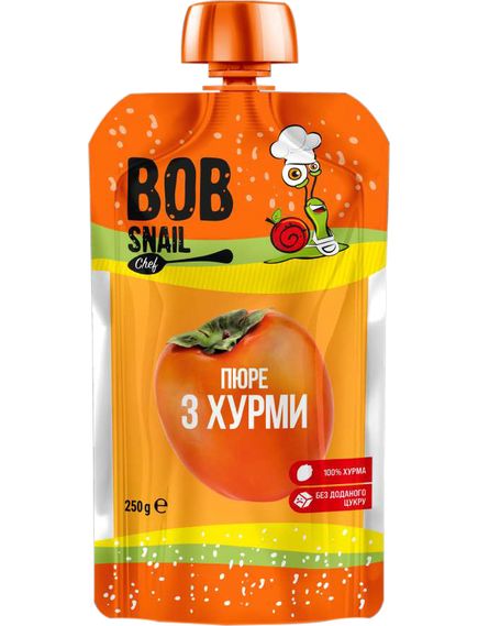 Bob Snail Пюре фруктове Хурма Шарон упаковка 10шт*250 г, зображення 2