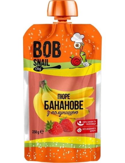 Bob Snail Пюре фруктове Банан-Полуниця упаковка 10шт*250 г, зображення 2
