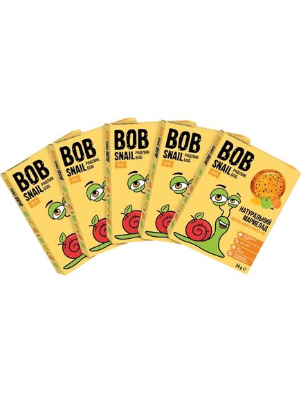 Bob Snail Мармелад натуральний Яблуко-Манго-Гарбуз-Чіа упаковка 5шт*54г, зображення 2