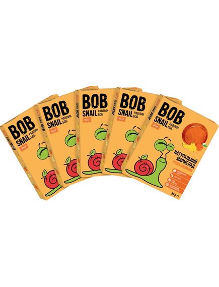 Bob Snail Мармелад натуральный Груша-Апельсин упаковка 5шт*54г, зображення 2