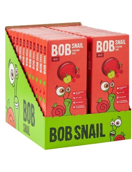 Bob Snail Мармелад натуральний Яблуко-Вишня упаковка 24шт*27г, зображення 2