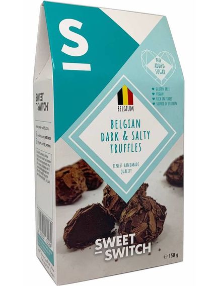 Sweet Switch Цукерки шоколадні без цукру Трюфель Чорний Солоний веганські 150 г, зображення 2