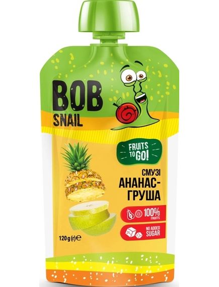 Bob Snail Смузі Ананас-Груша-Яблуко упаковка 10шт*120 г, зображення 2