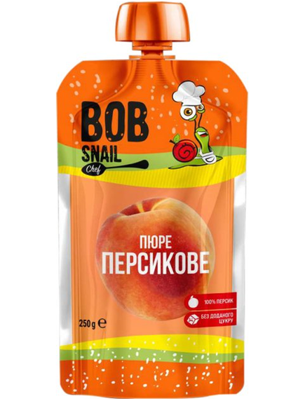 Bob Snail Пюре фруктове Персик упаковка 10шт*250 г, зображення 2