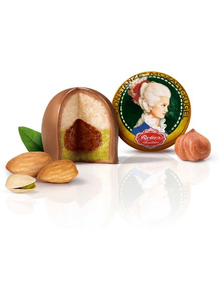 Reber Цукерки шоколадні з марципаном Моцарт та Констанція Кульки 120 г, зображення 2