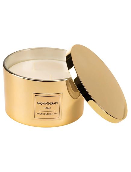 Aromatherapy Свічка ароматична 3 гноти Пудинг 35год горіння Золота, зображення 2