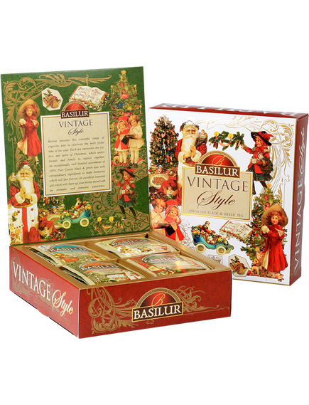 Basilur Набір чаю Різдвяна Вінтажна Колекція 4 види по 10 пакетиків-саше 80 г, зображення 2