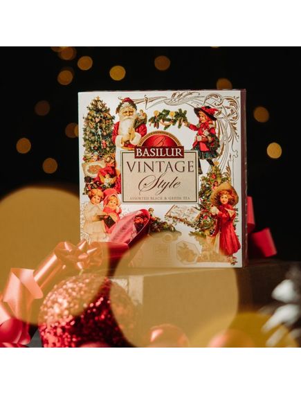 Basilur Набір чаю Різдвяна Вінтажна Колекція 4 види по 10 пакетиків-саше 80 г, зображення 4