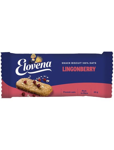 Галети вівсяні з брусницею Elovena упаковка 30шт*30 г, зображення 2