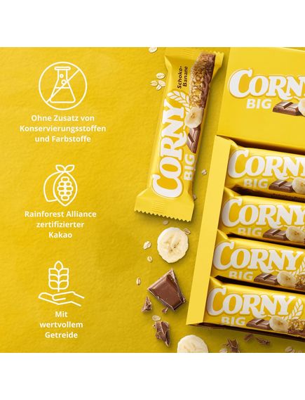 Батончик злаковий Банан-Молочний Шоколад Corny бокс 24шт*50 г, зображення 4