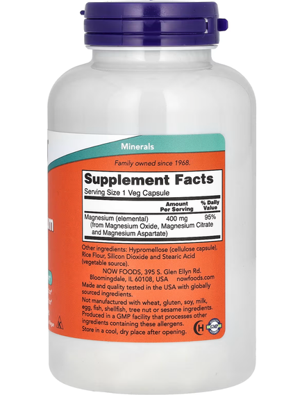 Now Foods Магній 400 мг 180 капсул, зображення 2
