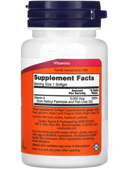 Now Foods Вітамін A 10 000 МО 100 капсул, зображення 2